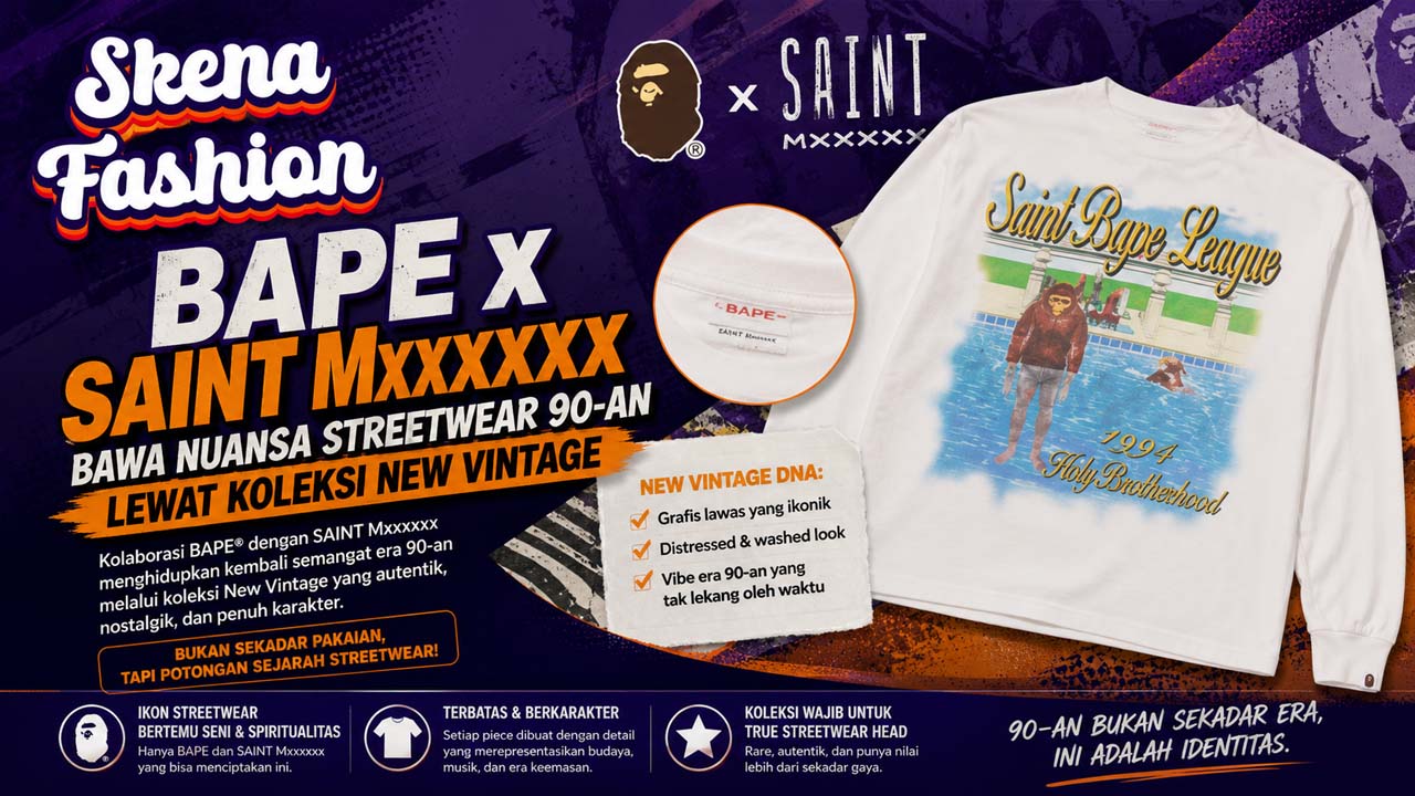 BAPE x SAINT Mxxxxxx Bawa Nuansa Streetwear 90-an lewat Koleksi New Vintage