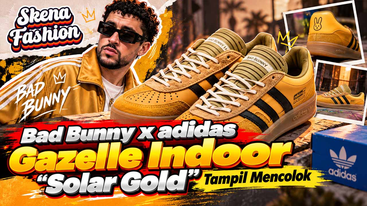 Bad Bunny x adidas Gazelle Indoor “Solar Gold” Tampil Mencolok