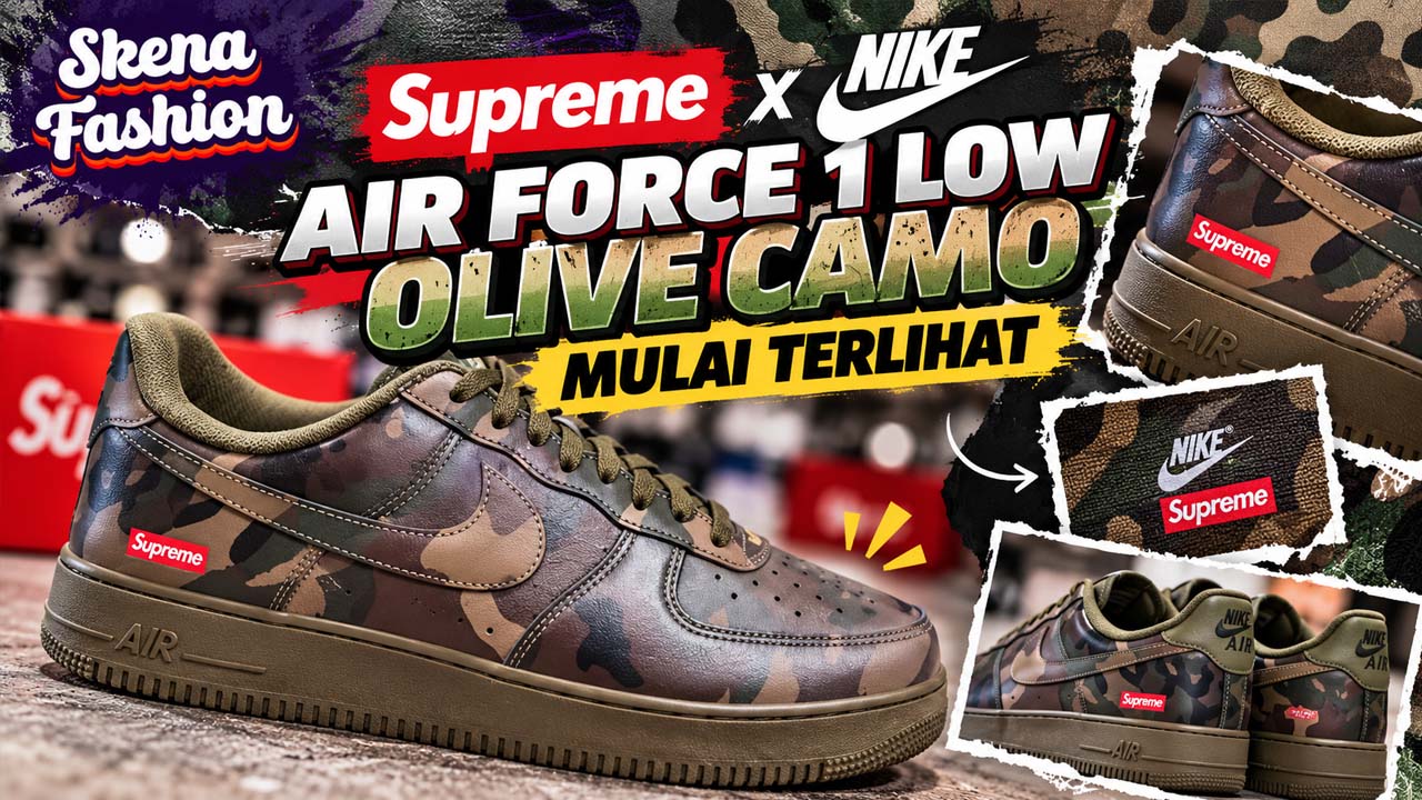 Supreme x Nike Air Force 1 Low Olive Camo Mulai Terlihat